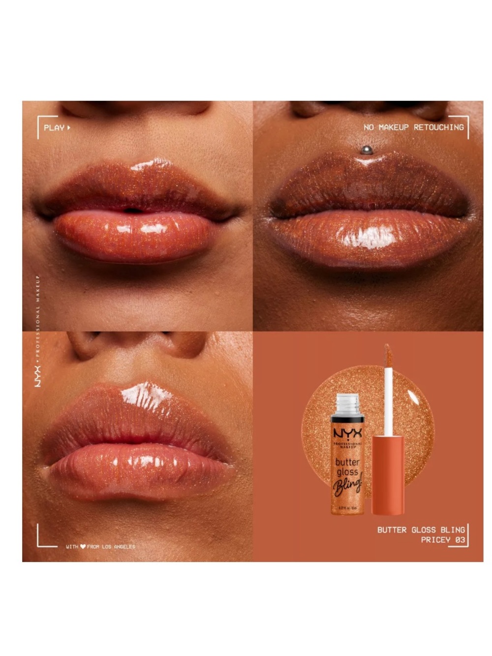 NYX Professional Makeup Butter Gloss Bling! Lip Gloss Shade Pricey Full Size NWT